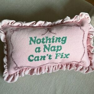 NOTHING A NAP CANT FIX PINK TOILE NEEDLEPOINT CUTE THROW PILLOW